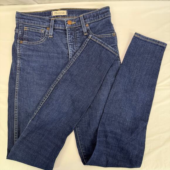 Madewell 10” High-Rise Skinny Jeans 26T Dark Wash Stretch Denim 28” Inseam - Picture 1 of 10